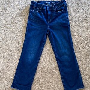American Eagle Outfitters Women's Dark Blue Straight Leg Jeans.  Has stretch